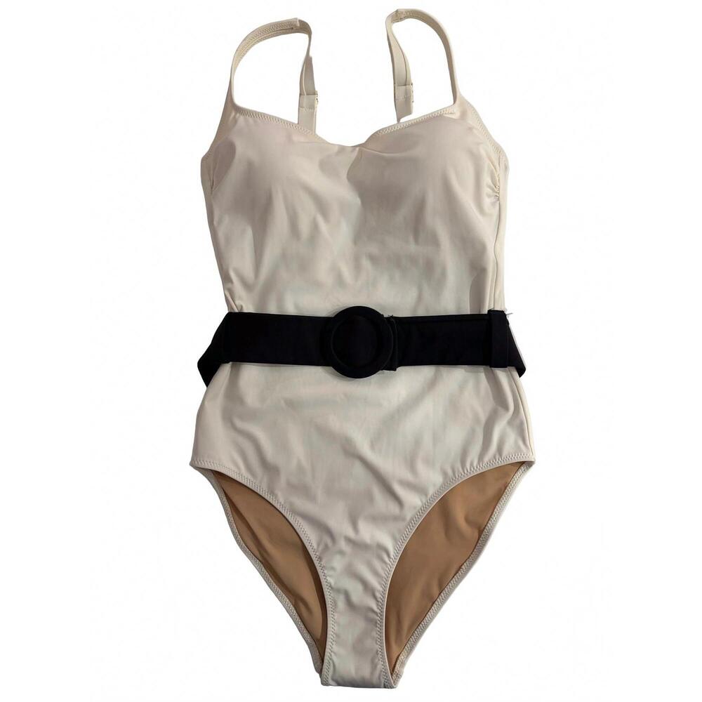 NEW EVARAE women's cassandra one piece swimsuit in black/creme